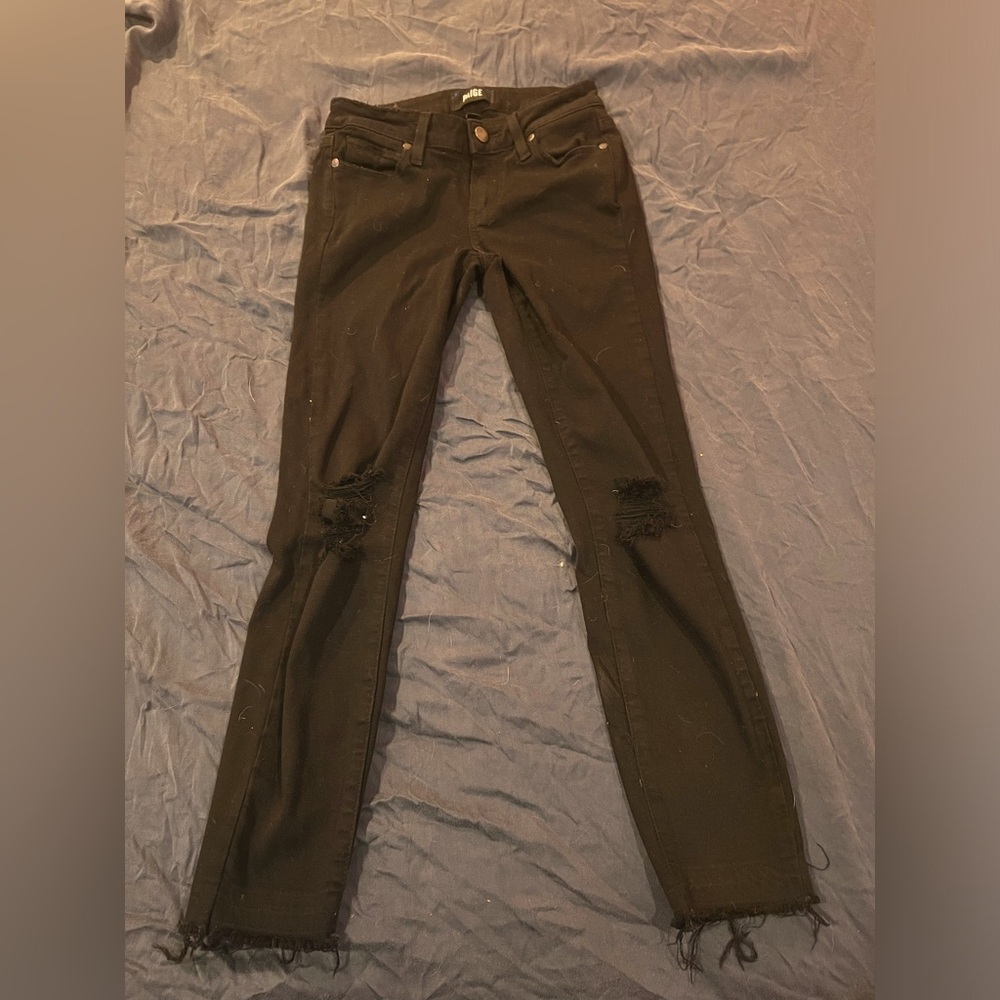 PAIGE. Verdugo Crop Jeans - size 24, BLACK
